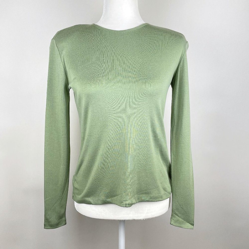 NOS Women's Preview Collection Petites Light Green Long Sleeve Top Size XS